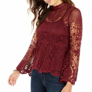 Style & Co Lace Bell-Sleeve Top